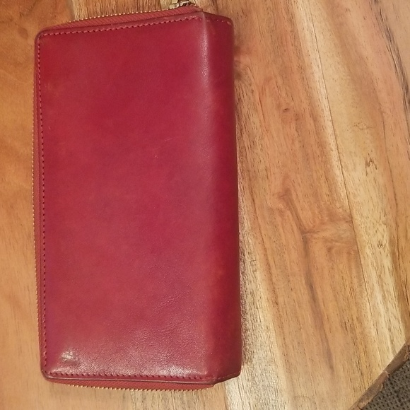 Valentina Made In Italy Leather Wallet Zip Around & Snap Front Wine Color - Picture 5 of 16
